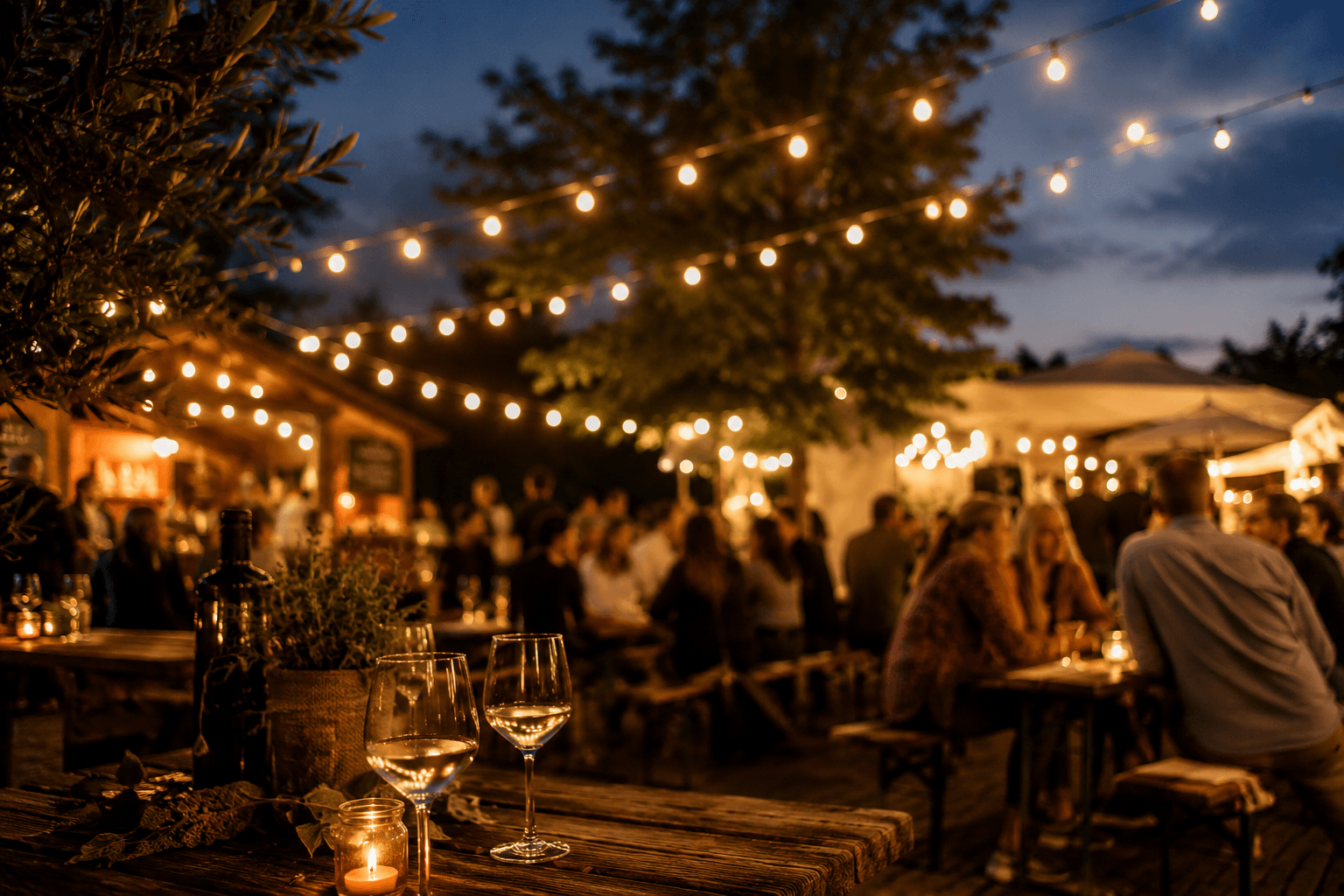 Event Atmosphäre — Abend mit Lichterketten